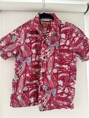 Kids' Red Hawaiian Button-Down Shirt